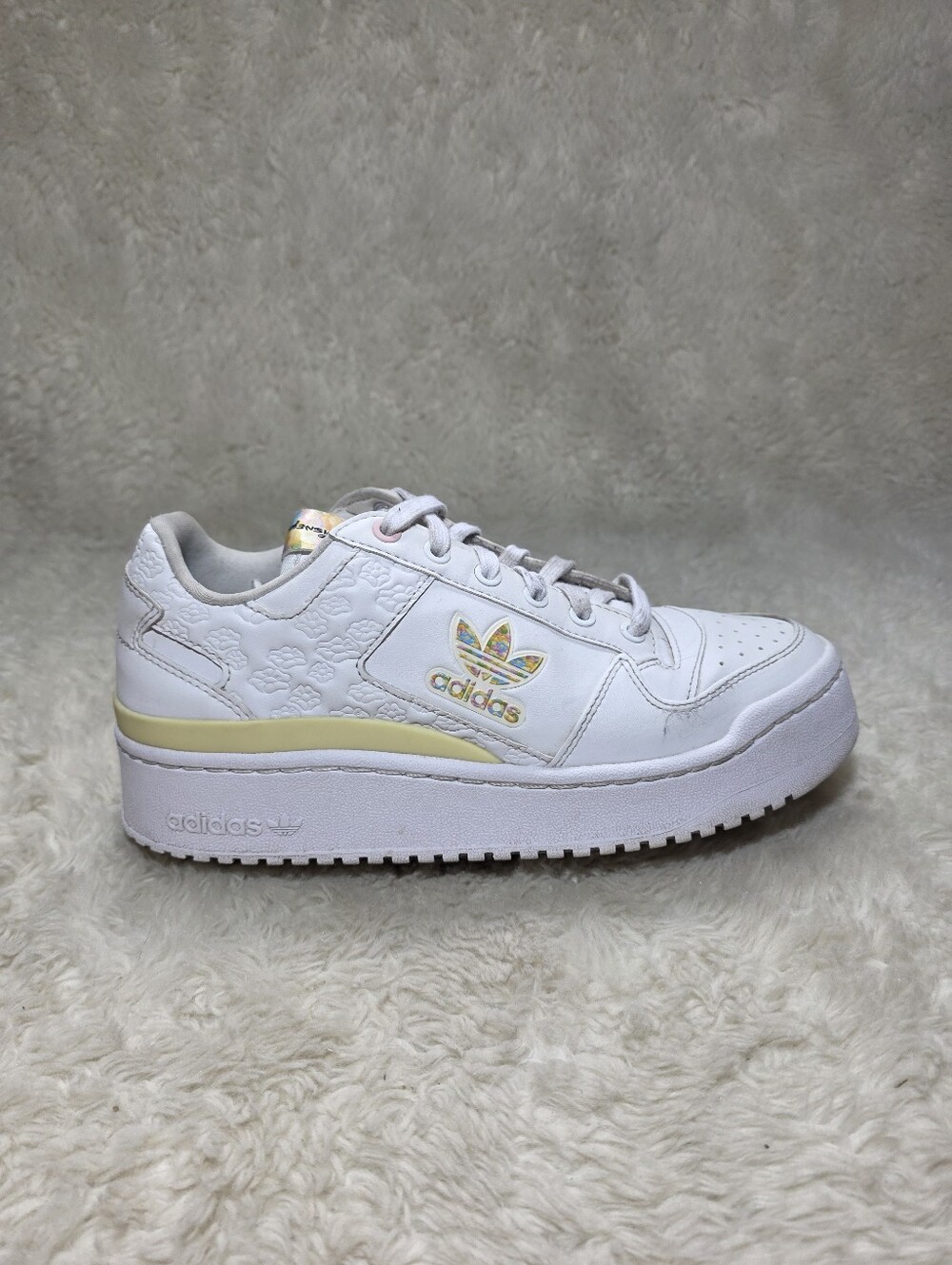 Adidas x Disney Forum Bold Platform Sneakers White Floral Rose Belle Sz 8 GW8571 - Picture 8 of 10